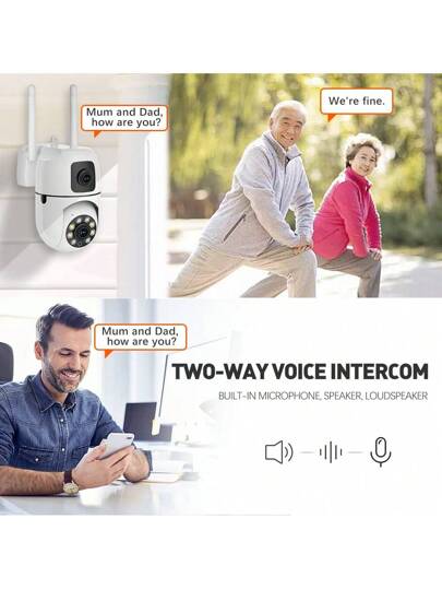 1080P Slimme Dual Lens Security Camera 360° Surveillance, Full Night Vision, Two Way Audio, Intrusion Alarm, Indoor/Outdoor Waterproof Home view 6