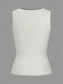 Y2K 夏季女士外出约会蕾丝彩色拼布领腰部蝴蝶结系带背心