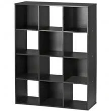 12-Cube Black Storage Organizer Bookcase Home Office Display Bookshelf Shelves