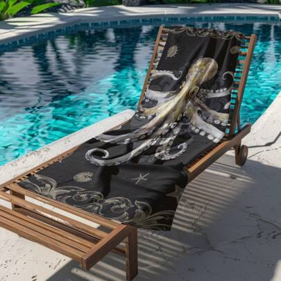 1 件现代速干沙滩巾，海洋章鱼图案，柔软亲肤涤纶混纺，防沙吸水，非常适合泳池、旅行、瑜伽、游泳 - 编织长方形毛巾，250gsm，多种尺寸可选，夏季、节日浴室装饰