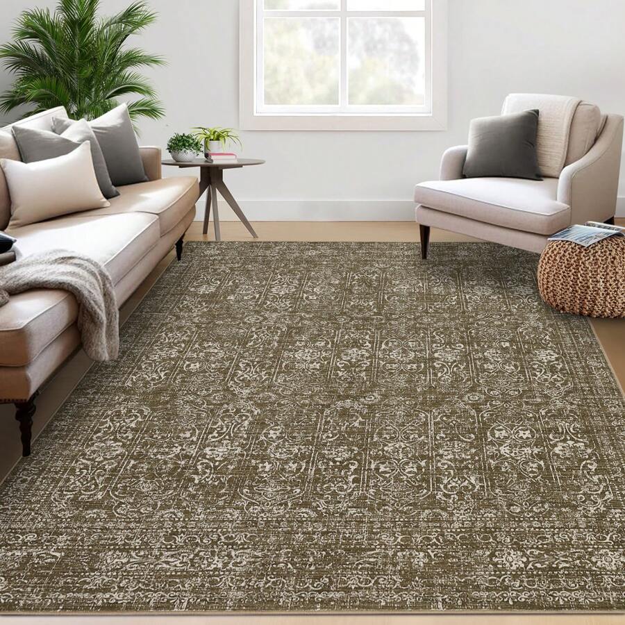 Large Size Printed Rug Low Pile Non-Slip Rug Soft Living Room Rug Anti-Stain Anti-Shedding Rug For Bedroom Office Dining Room - Camel - View 1
