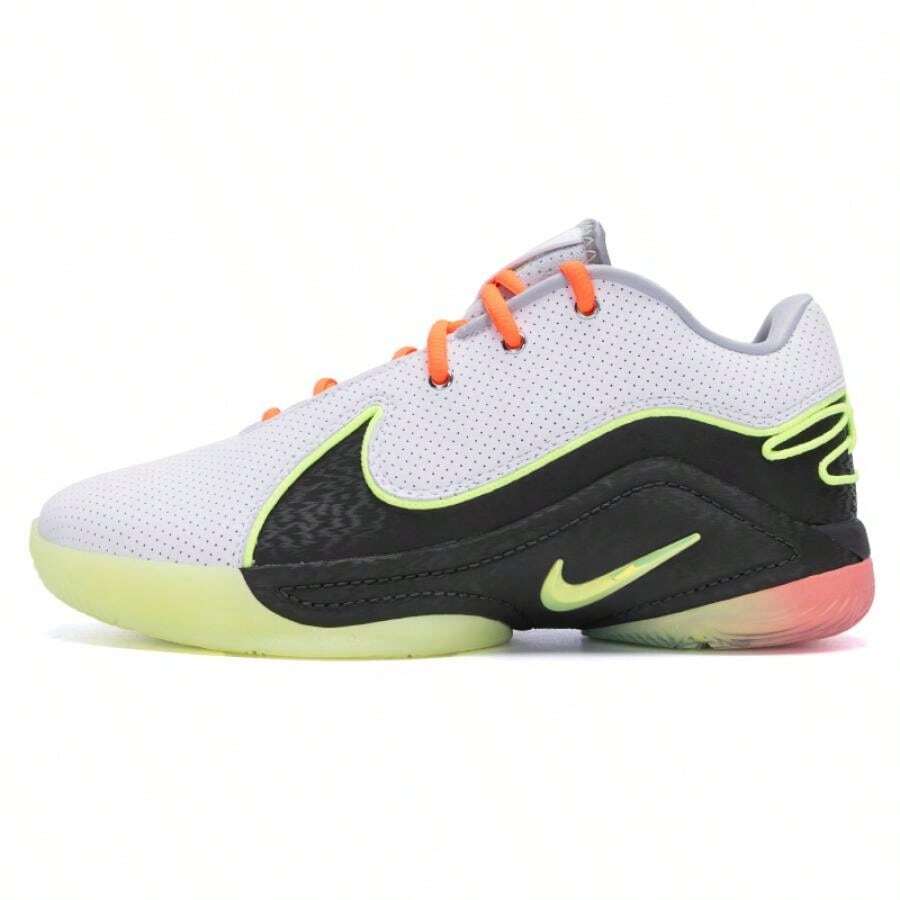Nike Zapatos de baloncesto LEBRON XXII WH GS para niñas, cómodos para entrenamiento y uso casual - blanco/gris medio/amarillo verde/rojo volcánico - Ver 1