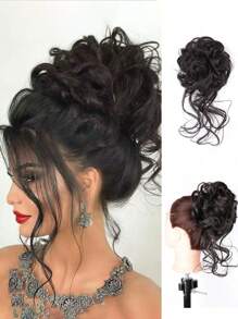 Summer Messy Bun Hair Piece Thick Updo Scrunchies Hair Extensions Daily Use Synthetic Hair Bun All Styles Can Be Used For Bride Hairstyles Natural Hair Color Curly Wavy Ponytail Hairpieces Ride Updo Styling Available For Women Girls All Shapes Match Halloween Costumes Cosplay Wig Princess