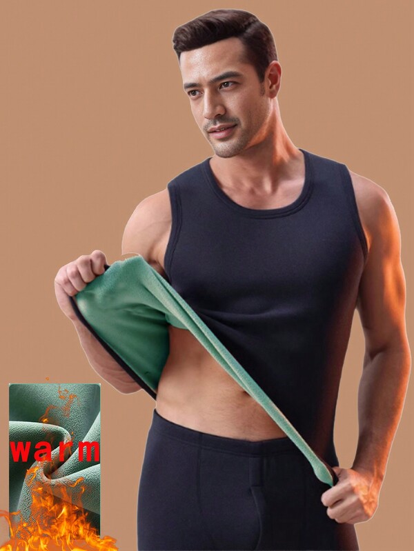 New Thermal Fleece Vest For Men, Warm Insulated Undershirt, Autumn/Winter Layering Top