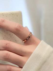 1 chiếc nhẫn thời trang bằng thép không gỉ vàng hồng bạc hình trái tim, nhẫn đính hôn vuông lấp lánh bằng đá Cubic Zirconia làm quà tặng trang sức cho các cặp đôi - Nhiều màu - Xem 5