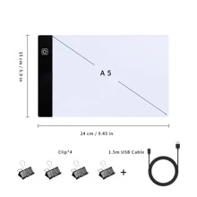 Elapoid 1 pièce Super grande planche lumineuse LED A2/A3/A4/A5 haute luminosité pour copier, planche lumineuse LED pour kit de peinture de diamant, planche lumineuse pour art de diamant, planche lumineuse à tracé alimentée par USB pour peinture, croquis, animation, avec 4 pinces, cadeau de Noël Halloween (noir, rouge, bleu, jaune disponible)