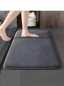 1pc Premium Thickened Flannel Absorbent Bath Mat, Simple Design Machine Washable Quick Drying Bathroom Non-Slip Doormat
