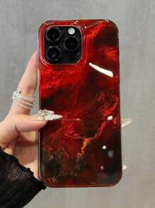 1 ốp lưng điện thoại màu hổ phách chuyển sắc, tương thích với iPhone 16/15/14/13/12 Pro Max, mặt lưng silicon mềm màu đỏ trong suốt. - Đỏ - Xem 5