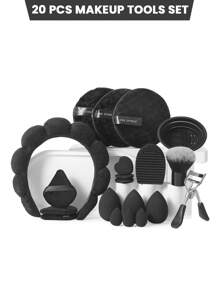 4/23/32/56PCS Makeup Tools Set Including:1pc Multi-Functional Zipper Toiletry And Cosmetic Bag Waterproof+32PCS Makeup Brush Set+3PCS Makeup Sponges+3PCS Mini Makeup Sponges+3PCS Triangle Powder Puffs+3PCS Mini Air Cushion Powder Puffs+2PCS Makeup Brush Cleaning Tools+3PCS Facial Cleansing Sponges+1pc Hairband+1pc Eyelash Curler+1pc Base Brush