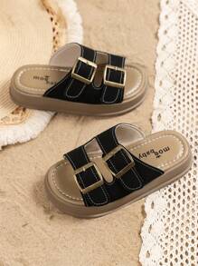 Nuevos estilo de pantuflas para niños y niñas, zapatos de playa retro para niñas, calzado casual suave para niños, con estilo y moda, pantuflas para niños y niñas de talla mediana y grande para uso en exteriores - Negro - Ver 4