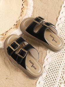 Nuevos estilo de pantuflas para niños y niñas, zapatos de playa retro para niñas, calzado casual suave para niños, con estilo y moda, pantuflas para niños y niñas de talla mediana y grande para uso en exteriores - Negro - Ver 3