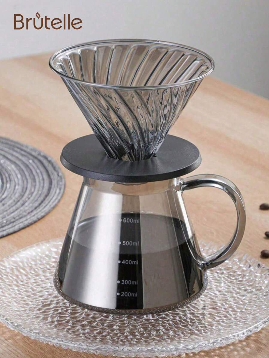 Brutelle 1pc Hand Pour Coffee Maker Set Coffee Filter Cup Grey Glass Coffee Set For Home Office Coffee Corner - Grey - View 1