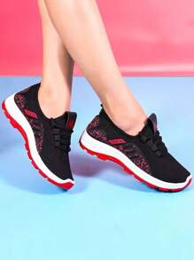 ISPORTE Zapatos deportivos para mujer sin cordones, transpirables y cómodos, zapatos deportivos con cordones de nuevo estilo que no son sofocantes y se pueden usar con cualquier estilo, adecuados para correr, hacer fitness, trabajar, etc. - Rojo - Ver 5