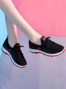 ISPORTE Zapatos deportivos para mujer sin cordones, transpirables y cómodos, zapatos deportivos con cordones de nuevo estilo que no son sofocantes y se pueden usar con cualquier estilo, adecuados para correr, hacer fitness, trabajar, etc. - Rojo - Ver 2