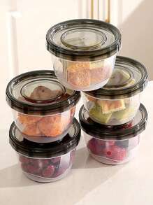 Freezer Containers With Lids, Reusable Deli Containers, Round Food Storage Containers With Twist Top Lids For Kitchen Restaurant Microwave Freezer(Black) - Multicolor - View 7