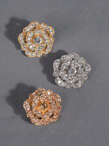 2 peças/Pacote Botões de Metal Rosas Retrô Oco Encrustados de Strass, Botões Decorativos para Casaco de Pele, Corta-Vento, Suéter, Cardigan, Vestuário Feminino de Alta Qualidade, Sapatos, Chapéus, Caixa de Presente, Bolsas, Acessórios de Costura DIY de Joalheria da Moda