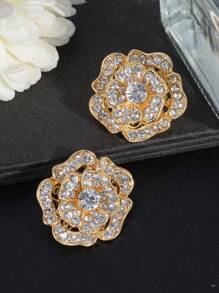 2 peças/Pacote Botões de Metal Rosas Retrô Oco Encrustados de Strass, Botões Decorativos para Casaco de Pele, Corta-Vento, Suéter, Cardigan, Vestuário Feminino de Alta Qualidade, Sapatos, Chapéus, Caixa de Presente, Bolsas, Acessórios de Costura DIY de Joalheria da Moda
