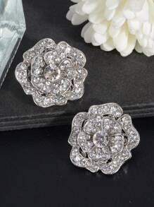 2 peças/Pacote Botões de Metal Rosas Retrô Oco Encrustados de Strass, Botões Decorativos para Casaco de Pele, Corta-Vento, Suéter, Cardigan, Vestuário Feminino de Alta Qualidade, Sapatos, Chapéus, Caixa de Presente, Bolsas, Acessórios de Costura DIY de Joalheria da Moda