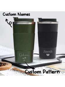 Personalised 380ML, 510ML Metal Coffee Cups, Travel Mug Personalized Coffee Cup, Personalized Engraved Stainless Steel Coffee/Tea Mugs, Travel Mug, Coffee Mug, Hot - Cold Travel Mug, Gift For Him/Her, Employee Gifts For Women Coworkers, Office Gift For Her, Personalized Mug, Coffee Travel Mug, Coffee Mug, Coffee Cup, Gift For Her, Camping & Hiking Gear, Multi-Functional - Multicolor - View 2