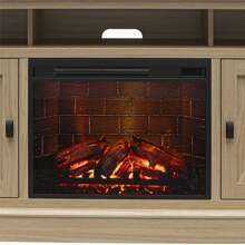 Mueble para TV con chimenea eléctrica Ameriwood Home Ashton Lane para TVs de hasta 65", Roble Magnolia/Nogal Columbia