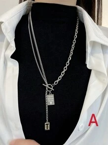 1 Pieza Nuevo Collar De Cadena Larga Simple Y Personalizado Para Otoño/invierno, Cadena De Suéter Estilo Punk Para Mujeres, Con Colgante De Borla