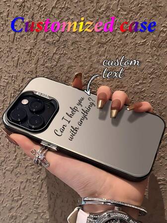 1 pieza Funda de teléfono negra con texto personalizado compatible con iPhone 16 Pro Max/17 Pro Max/17 Air, S24 Ultra, Redmi A17 y otros modelos