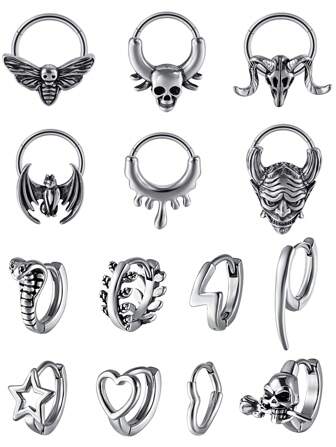 1 件不锈钢鼻中隔颅骨铰链蛇形环鼻环耳屏软骨耳甲穿孔耳轮耳环首饰