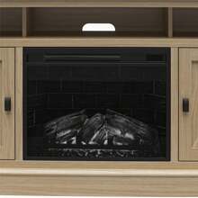Mueble para TV con chimenea eléctrica Ameriwood Home Ashton Lane para TVs de hasta 65", Roble Magnolia/Nogal Columbia