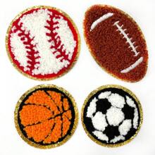 3 Stück Sport Ball bestickte Bügelflicken Set, Fußball Baseball Basketball Rugby Reparatur Aufkleber Applikation, DIY Zubehör für Rucksäcke, Kleidung, Hosen, Mützen, Jeans - Verschiedenfarbig - Übersicht 4
