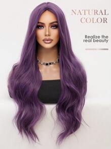 时尚浪漫紫色长款蓬松波浪假发，34英寸，中分刘海，柔软蓬松合成假发，适合女性日常佩戴、节日聚会、婚礼派对、万圣节、圣诞节、角色扮演、Y2K冬季休闲街头风等场合。 - 紫色 - 查看 7
