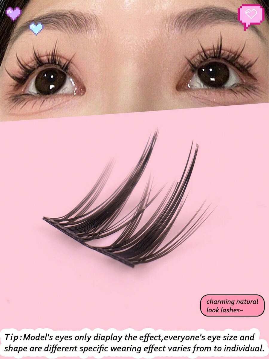 DIY 36 片 C 卷自粘式漫画睫毛 3D 蓬松睫毛延长分段假睫毛戏剧睫毛束柔软丝带条睫毛化妆睫毛 6-12 毫米 - C - 查看 1