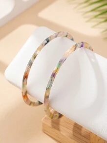 2 件浪漫情人节别致豹纹彩色亚克力堆叠手镯，简约多功能手链，适合女性日常佩戴、妈妈、母亲、母亲节、礼物 - 如圖 - 查看 4