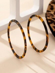 2 件浪漫情人节别致豹纹彩色亚克力堆叠手镯，简约多功能手链，适合女性日常佩戴、妈妈、母亲、母亲节、礼物 - 如圖 - 查看 2