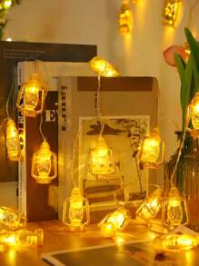 1 Stück 10/20 LED 1,5/3M Öllampen-Stil Lichterkette, schwarz/rot/gold, Party- und Veranstaltungsdekoration