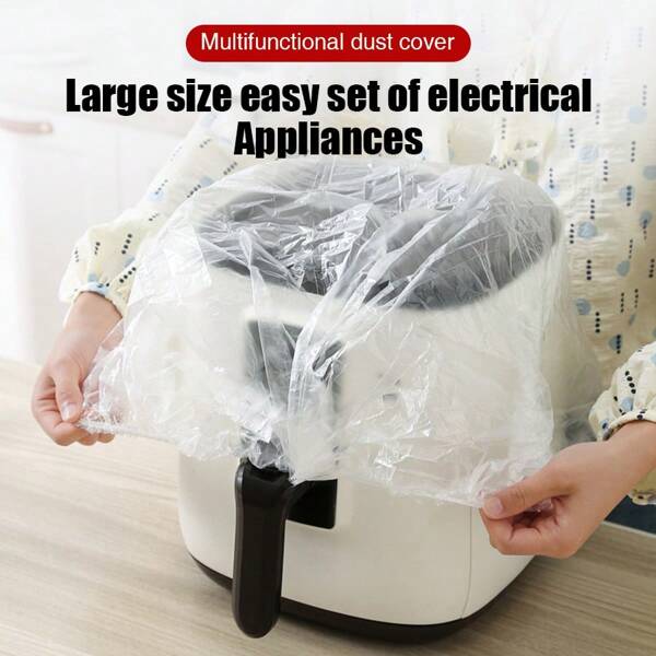 Paquete de 10 piezas de cubiertas desechables protectoras contra el polvo para electrodomésticos del hogar, película protectora impermeable para horno microondas, arrocera, de gran tamaño
