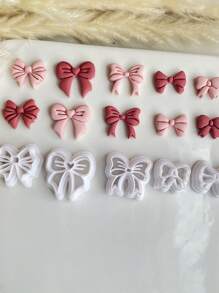 1/5 Peças Conjunto Miniatura de Cortadores de Argila em Forma de Laço, Cortadores de Argila Polimérica para Confecção de Brincos, Cortadores de Argila para Studs de Joias de Argila Polimérica