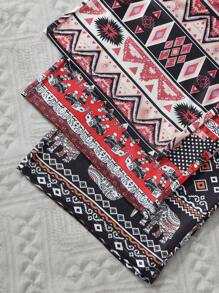 3pcs Plus Size Women Pajama Pants, Casual Drawstring Pants With Bohemian Elephant Print, Stretchy Knit Fabric, Comfortable For Lounging Or Outerwear, Vacation