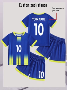 [Custom-Made] 2pcs Sports Training Quick Dry Short Sleeve Sportswear Set No.10, Suitable For Football, Exercise, Daily Wear With Customized Name Stylish, Fashion, Hipster, Casual, Minimal Chic Personalized, Customized, Custom, Unique Guy Costumes, Capsule Wardrobe, Boy Basic/Street Style Ideal Gifts For Him Boyfriend, Family, Friends For Birthdays, For Vacation/Holiday, For School/Competition, For Sports/Climbing,Kids,Urban Gala