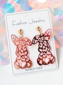 1 对亚克力镜面雕刻兔耳耳环，可爱独特的个性化耳环，节日派对礼物 - 復活節 - 查看 4