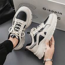 2024 年新款男士休闲厚底运动鞋，适合所有季节的时尚百搭运动休闲鞋 - 黑色 - 查看 2