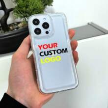 Funda de teléfono transparente personalizada con logotipo compatible con iPhone 15 14 13 12 11 11 Pro Max Mini 7 8 XR XS X, funda de silicona a prueba de golpes con nombre personalizado