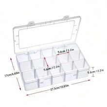 Organisateur de rangement en plastique transparent de 15 grilles, parfait pour les bijoux, l'artisanat et plus encore. Cadeau idéal pour la rentrée scolaire