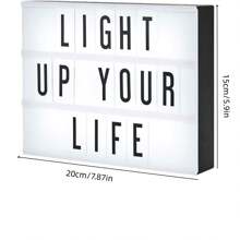 1pc Mini Cinema Light Box, 7.87inx5.9in (20cm X 15.24cm) - DIY Personalized Light Box Sign With Multiple Alphabet, Numbers And Symbols, Battery Or USB Powered (USB Cable Included), LED Light Box For Desk, Wall Decor, Suitable For Girls Bedroom, Bar, Birthday Party, Holiday, Home Decor