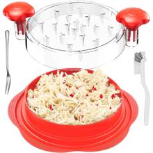 Cortadora de Pollo, Molinillo de Pollo Visible, con Asas y Base Antideslizante, Trituradora de Alimentos Resistente al Calor y de Calidad Alimentaria, Herramientas Domésticas Adecuadas - Rojo - Ver 8