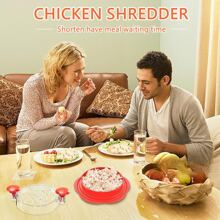 Cortadora de Pollo, Molinillo de Pollo Visible, con Asas y Base Antideslizante, Trituradora de Alimentos Resistente al Calor y de Calidad Alimentaria, Herramientas Domésticas Adecuadas - Rojo - Ver 7