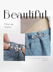 1 par de botones cinturón de cintura - Diseño de lazo doble, ajustable y desmontable, sin clavos ni costura necesaria - Herramienta perfecta para el cinchado de cintura y el realce de la figura - Ideal para damas fashion