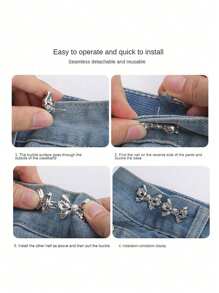 1 par de botones cinturón de cintura - Diseño de lazo doble, ajustable y desmontable, sin clavos ni costura necesaria - Herramienta perfecta para el cinchado de cintura y el realce de la figura - Ideal para damas fashion