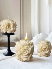 1 pieza Vela en forma de rosa, velas con estilo de Día de San Valentín, adecuadas para el Día de San Valentín, regalos hechos a mano, velas de San Valentín para cumpleaños y graduación - Multicolor - Ver 3