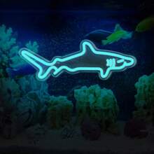 1 pezzo Insegna al neon LED in acrilico a forma di squalo blu con regolatore di luminosità, decorazione da parete al neon alimentata a USB per casa, camera da letto, acquario, zoo, bar, club, festa