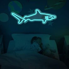 1 pezzo Insegna al neon LED in acrilico a forma di squalo blu con regolatore di luminosità, decorazione da parete al neon alimentata a USB per casa, camera da letto, acquario, zoo, bar, club, festa
